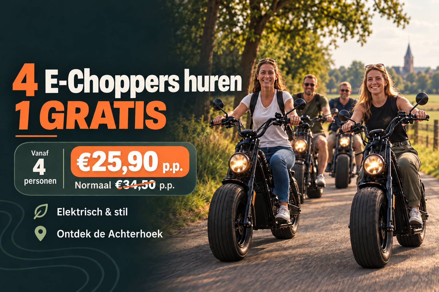 Vier E-Choppers huren en één gratis in Winterswijk