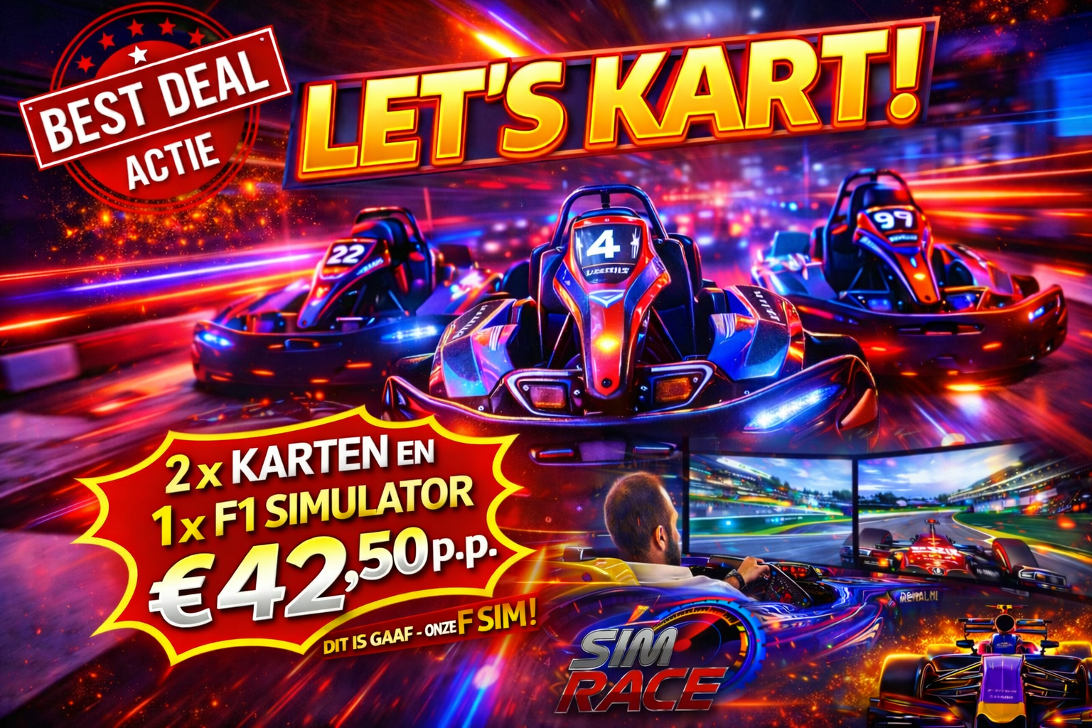 F1 Simulator Combi - 2× Kartfahren + 1× F1 Sim